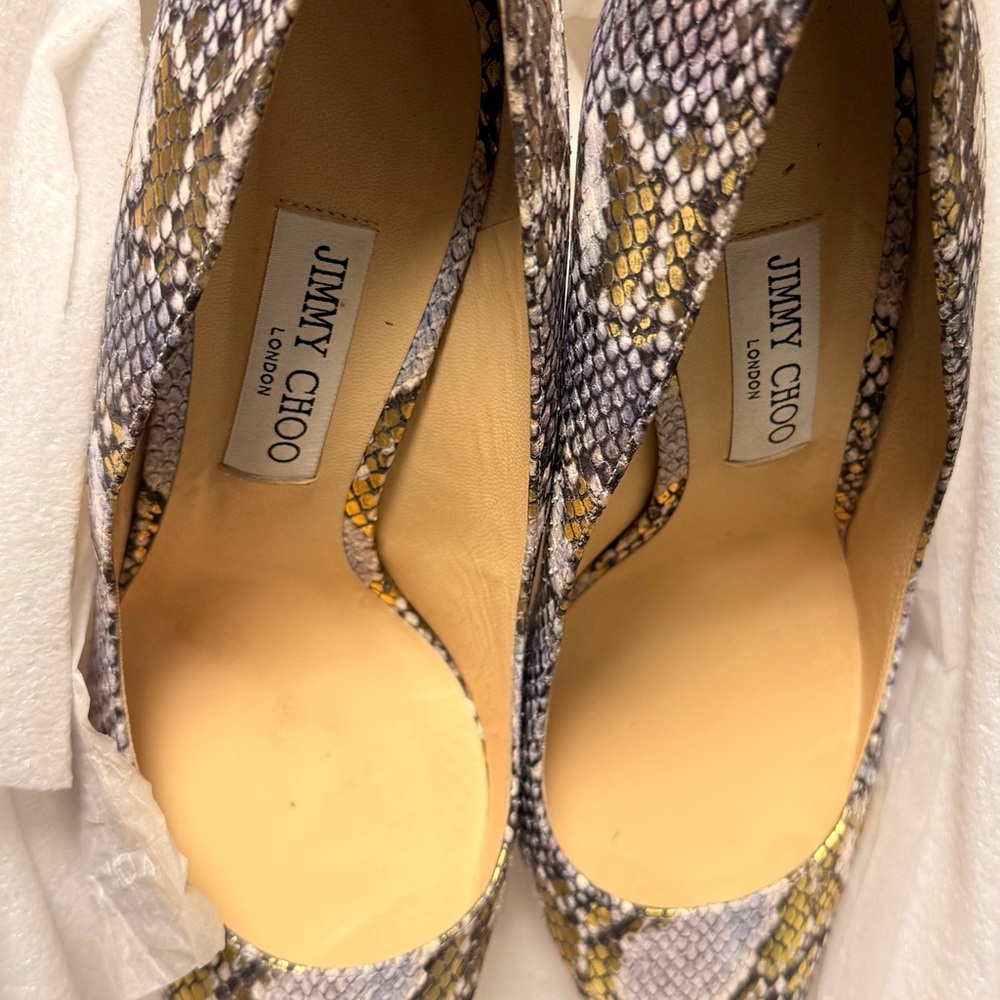 Jimmy Choo Women's Snakeskin Pumps - Gold and Gray